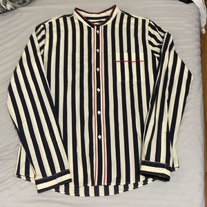 Gucci navy blue/ white strip dress shirt